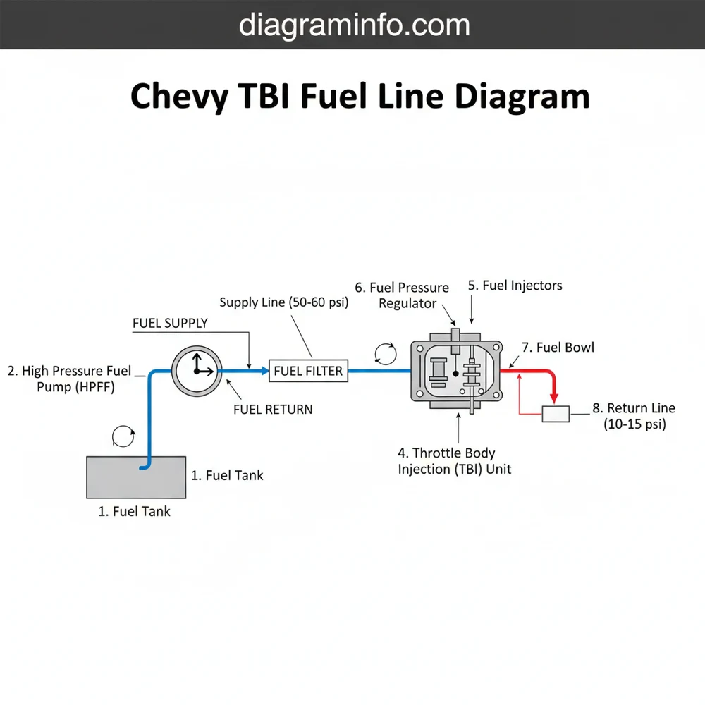 chevy tbi fuel line diagram diagram with labeled components and explanations