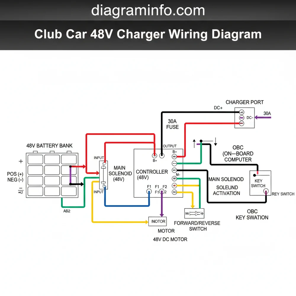 club car 48v charger wiring diagram diagram with labeled components and explanations