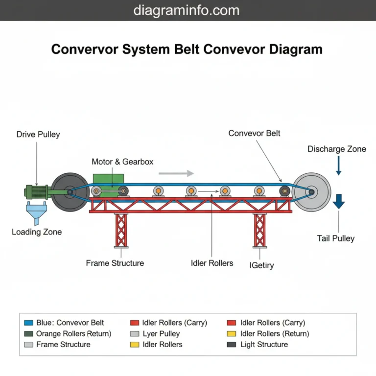 conveyor system belt conveyor diagram diagram with labeled components and explanations