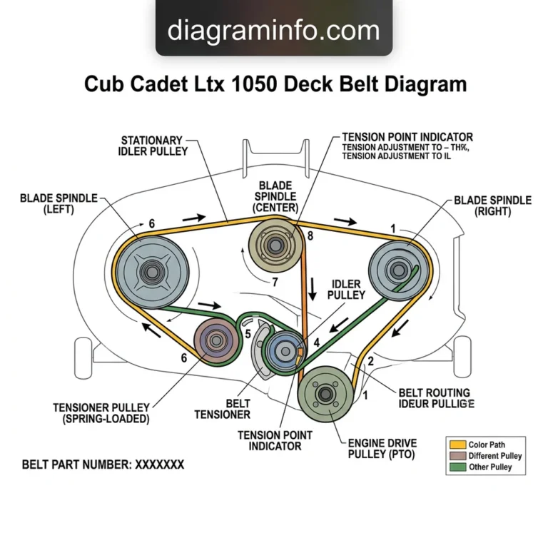 cub cadet ltx 1050 deck belt diagram diagram with labeled components and explanations