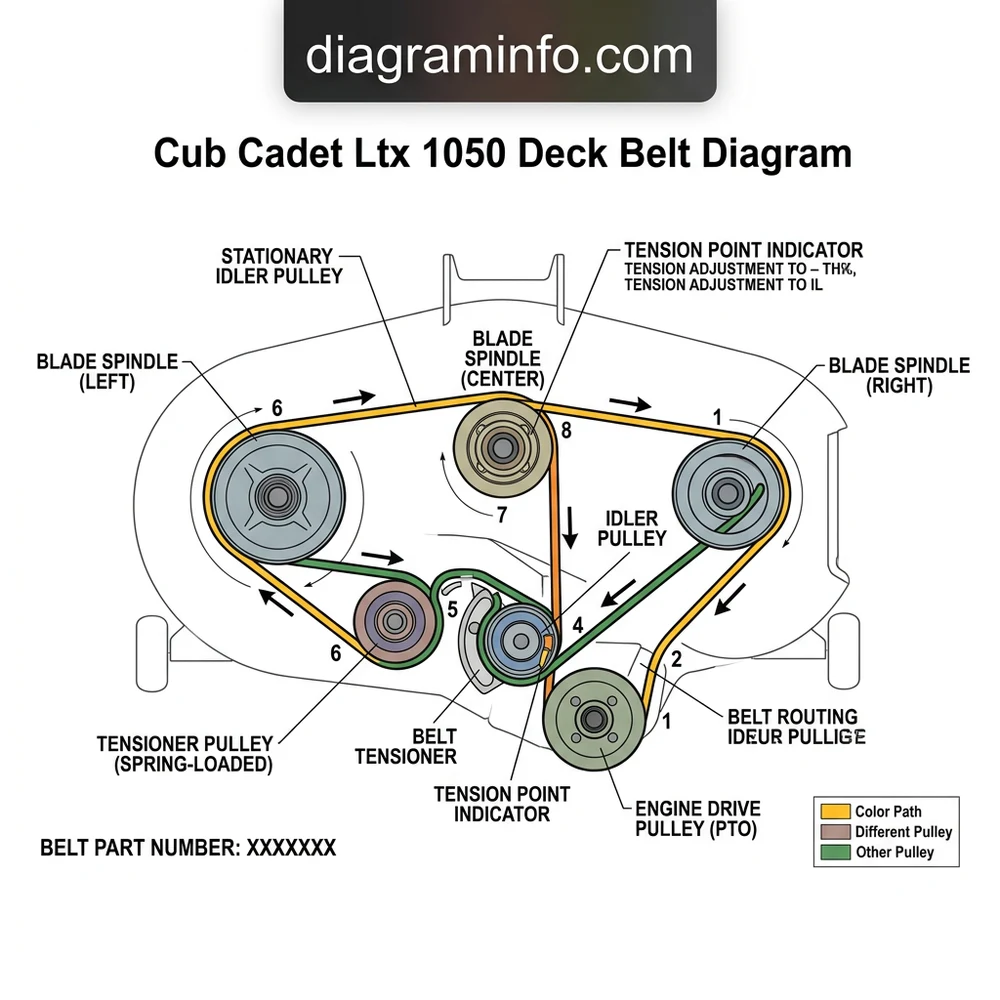 cub cadet ltx 1050 deck belt diagram diagram with labeled components and explanations