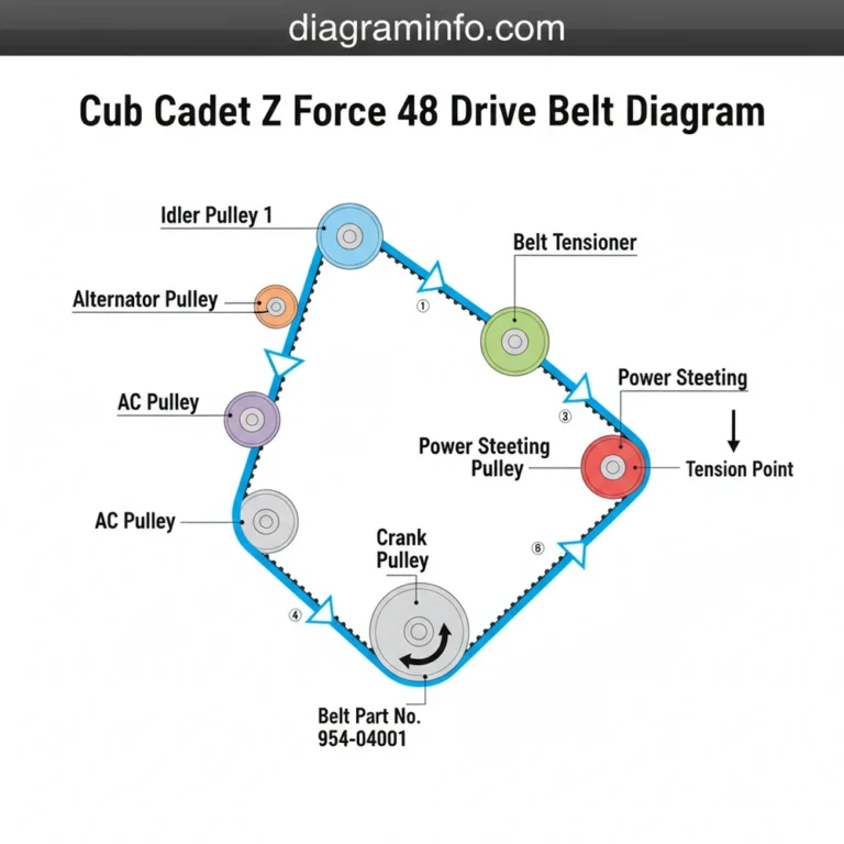 cub cadet z force 48 drive belt diagram diagram with labeled components and explanations