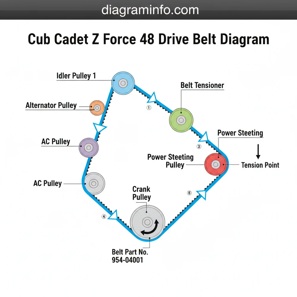 cub cadet z force 48 drive belt diagram diagram with labeled components and explanations