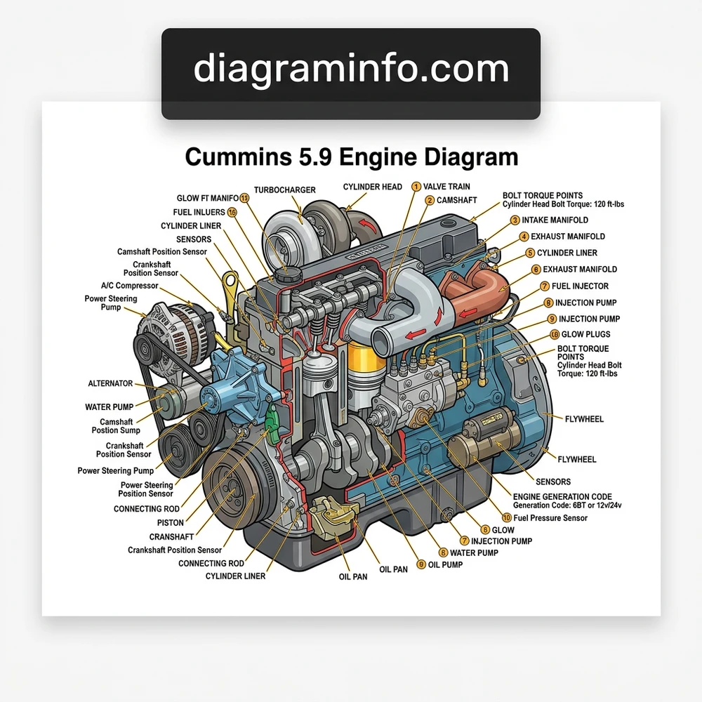 cummins 5.9 engine diagram diagram with labeled components and explanations