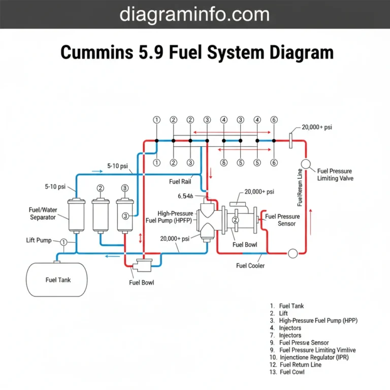 cummins 5.9 fuel system diagram diagram with labeled components and explanations