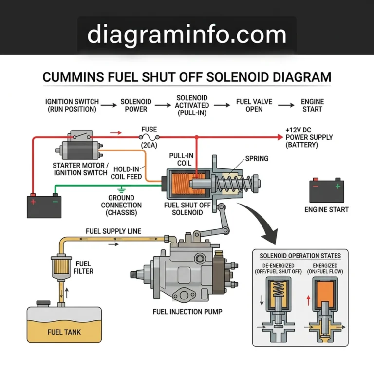 cummins fuel shut off solenoid diagram diagram with labeled components and explanations