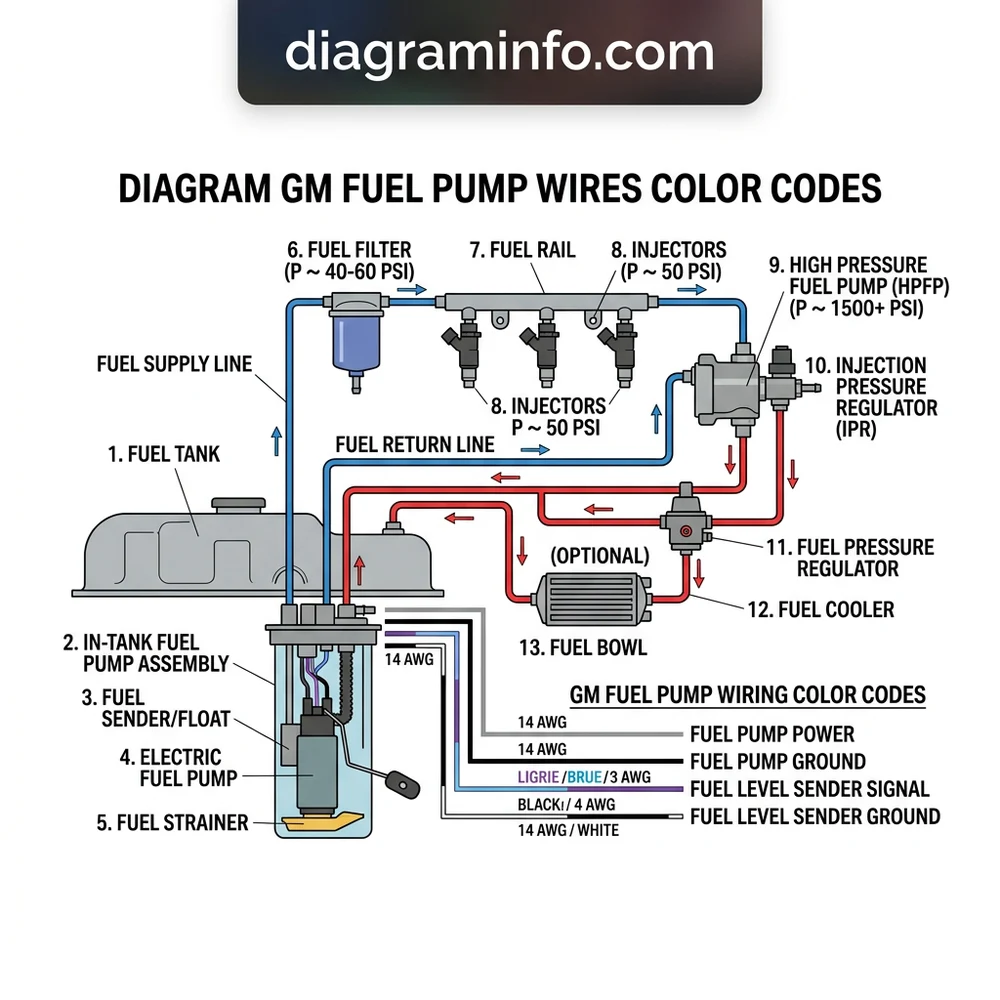 diagram gm fuel pump wires color codes diagram with labeled components and explanations