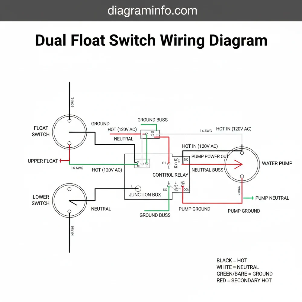 dual float switch wiring diagram diagram with labeled components and explanations