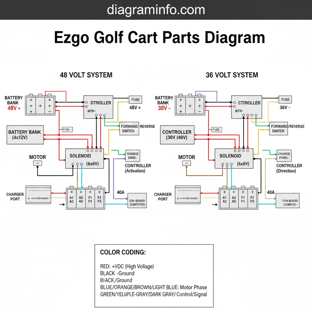 ezgo golf cart parts diagram diagram with labeled components and explanations