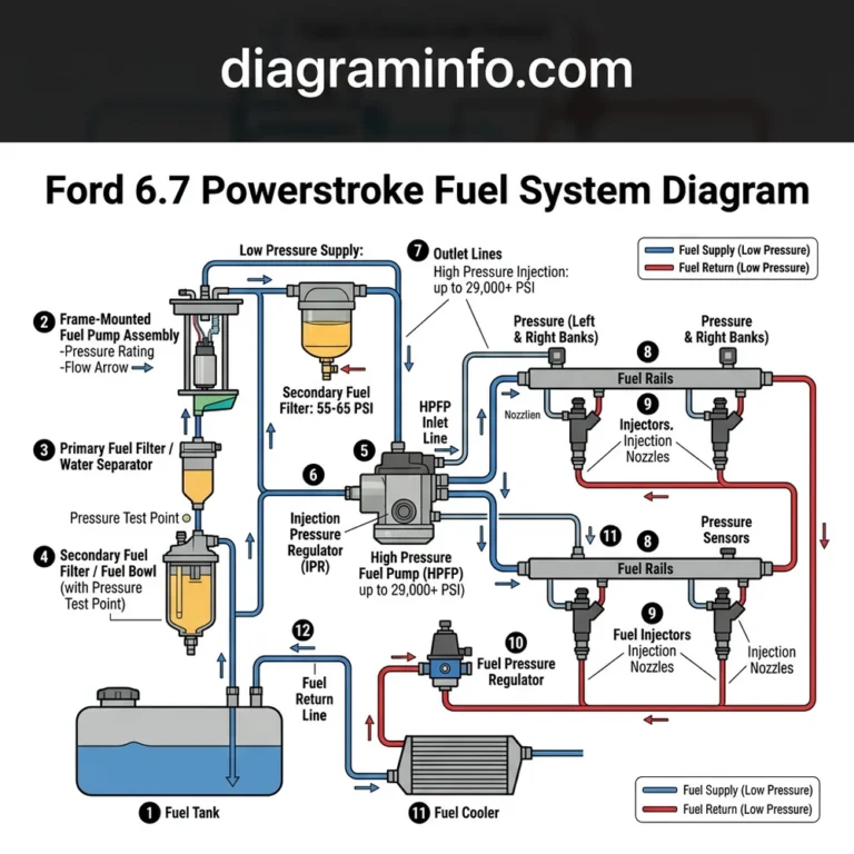 ford 6.7 powerstroke fuel system diagram diagram with labeled components and explanations