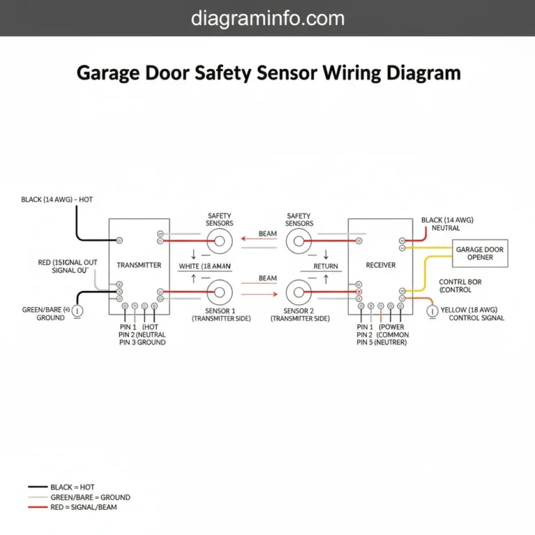 garage door safety sensor wiring diagram diagram with labeled components and explanations