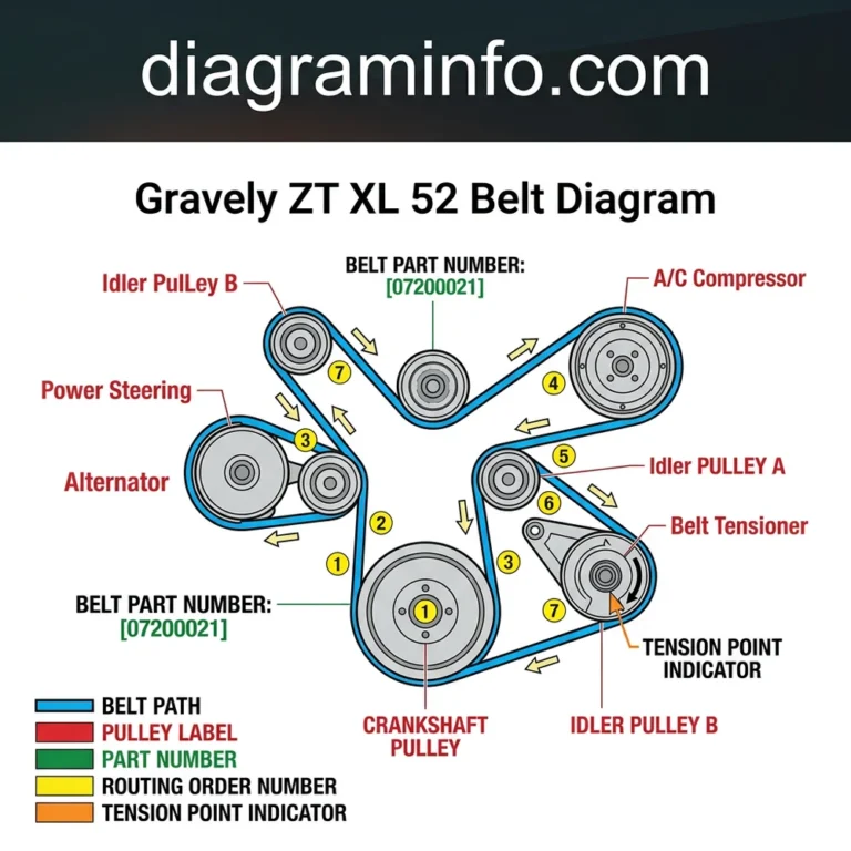gravely zt xl 52 belt diagram diagram with labeled components and explanations