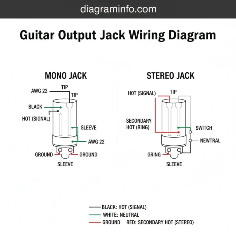 guitar output jack wiring diagram diagram with labeled components and explanations