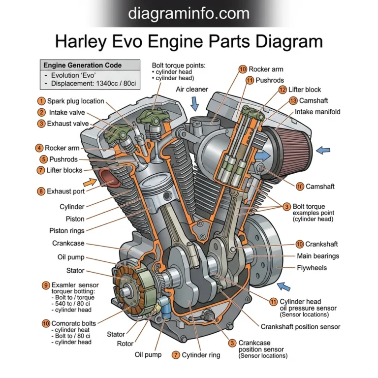 harley evo engine parts diagram diagram with labeled components and explanations