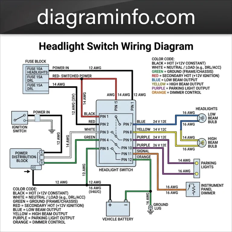 headlight switch wiring diagram diagram with labeled components and explanations
