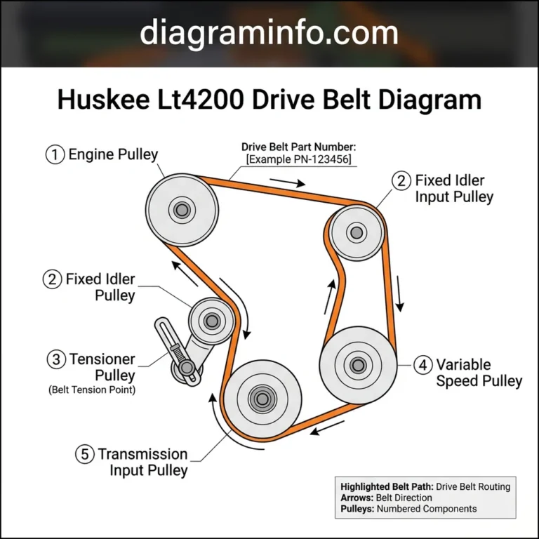 huskee lt4200 drive belt diagram diagram with labeled components and explanations