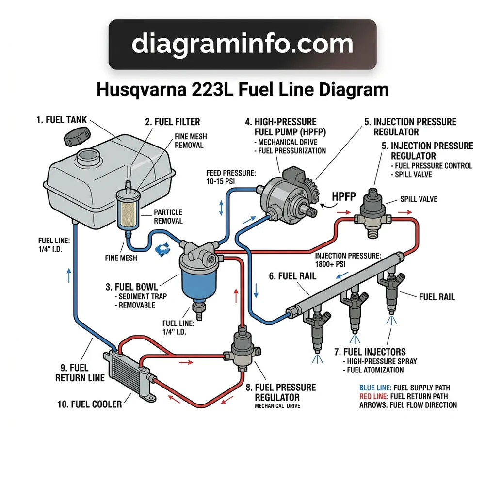 husqvarna 223l fuel line diagram diagram with labeled components and explanations