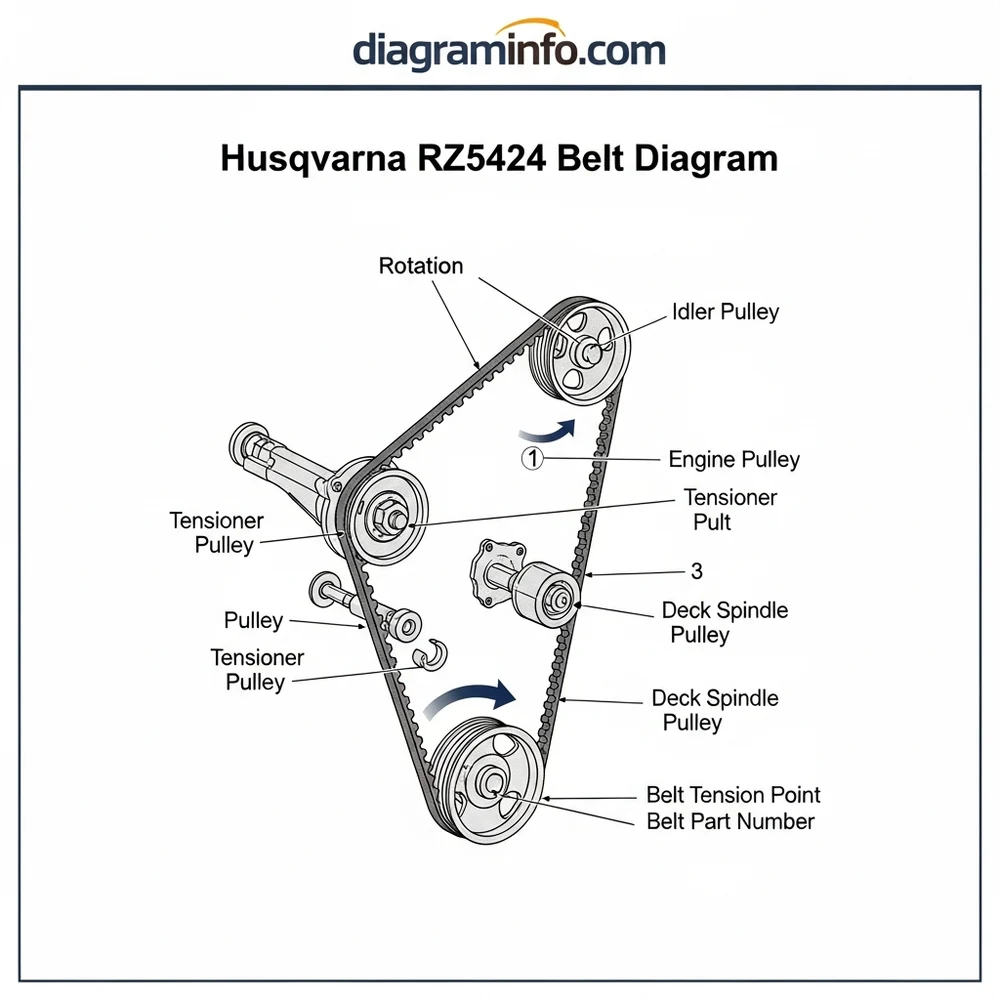 husqvarna rz5424 belt diagram diagram with labeled components and explanations