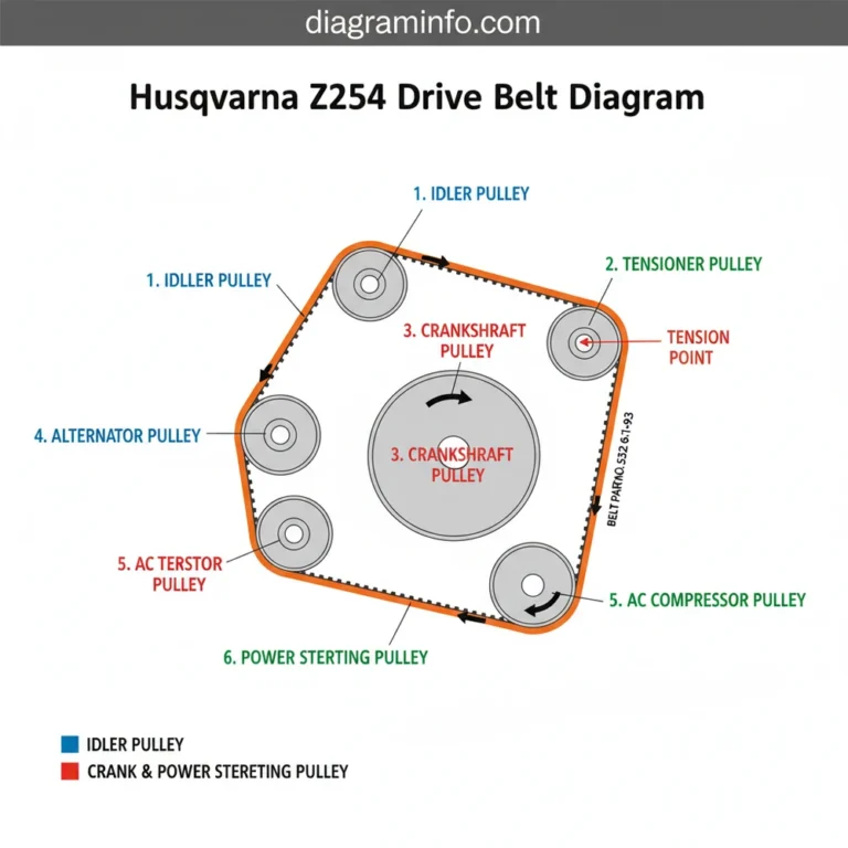husqvarna z254 drive belt diagram diagram with labeled components and explanations
