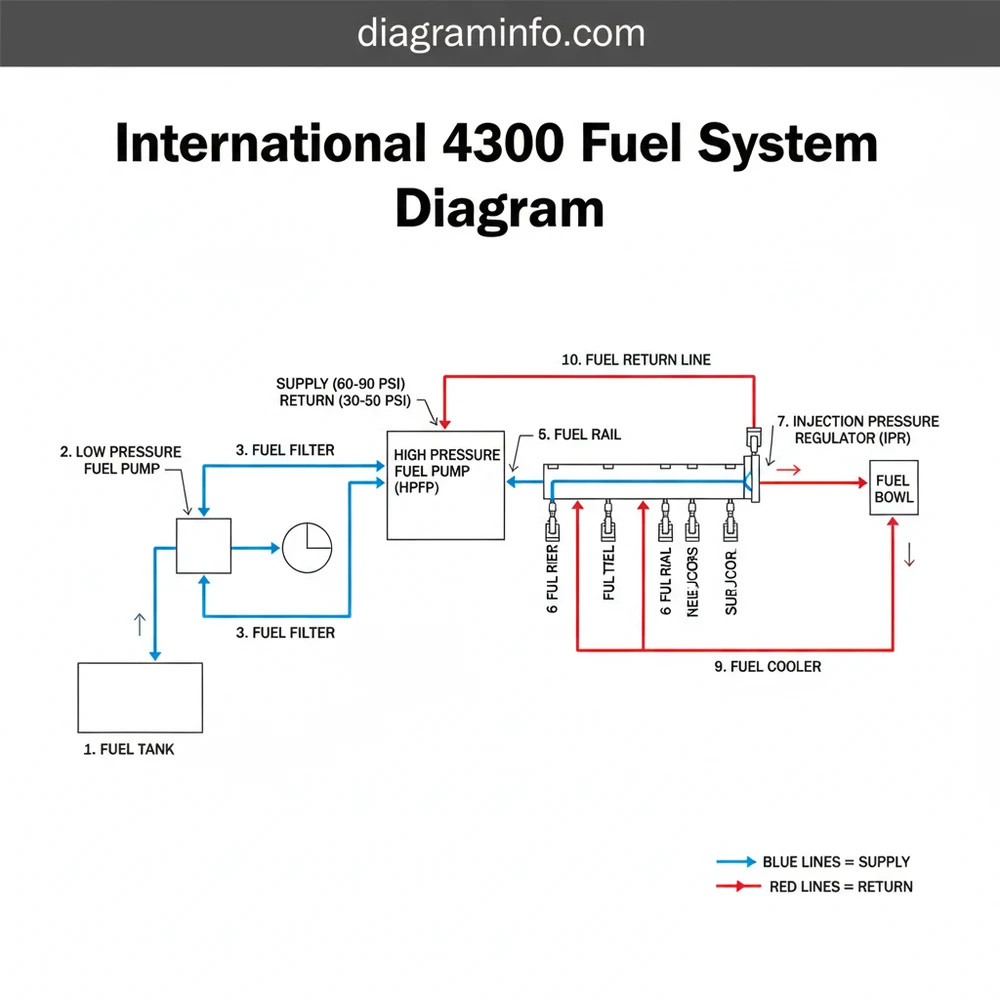international 4300 fuel system diagram diagram with labeled components and explanations