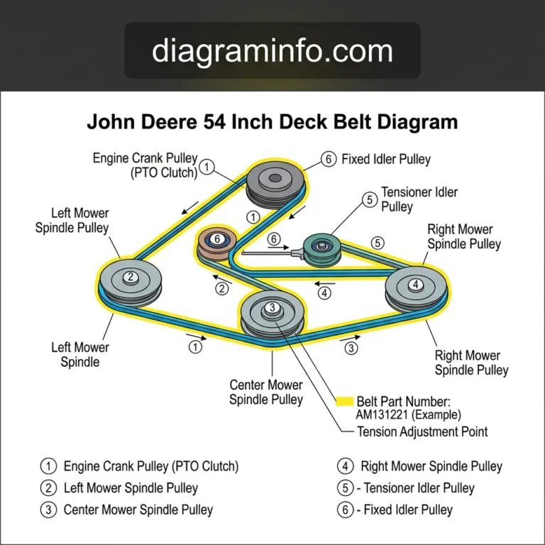 john deere 54 inch deck belt diagram diagram with labeled components and explanations