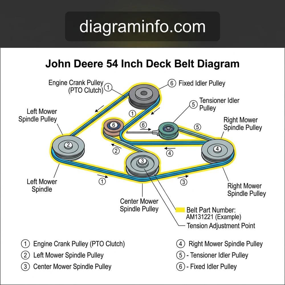 john deere 54 inch deck belt diagram diagram with labeled components and explanations