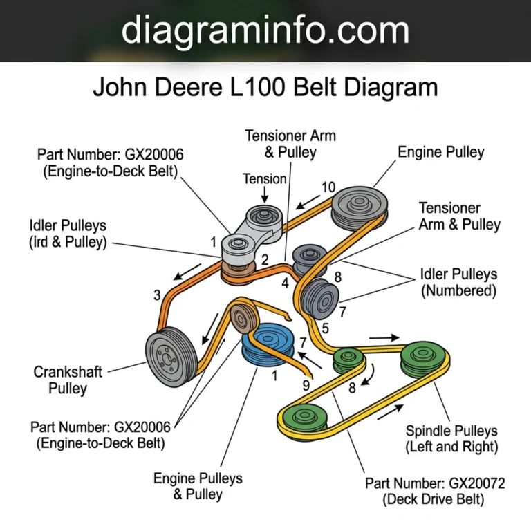 john deere l100 belt diagram diagram with labeled components and explanations