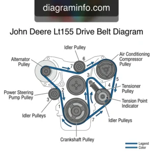 john deere lt155 drive belt diagram diagram with labeled components and explanations