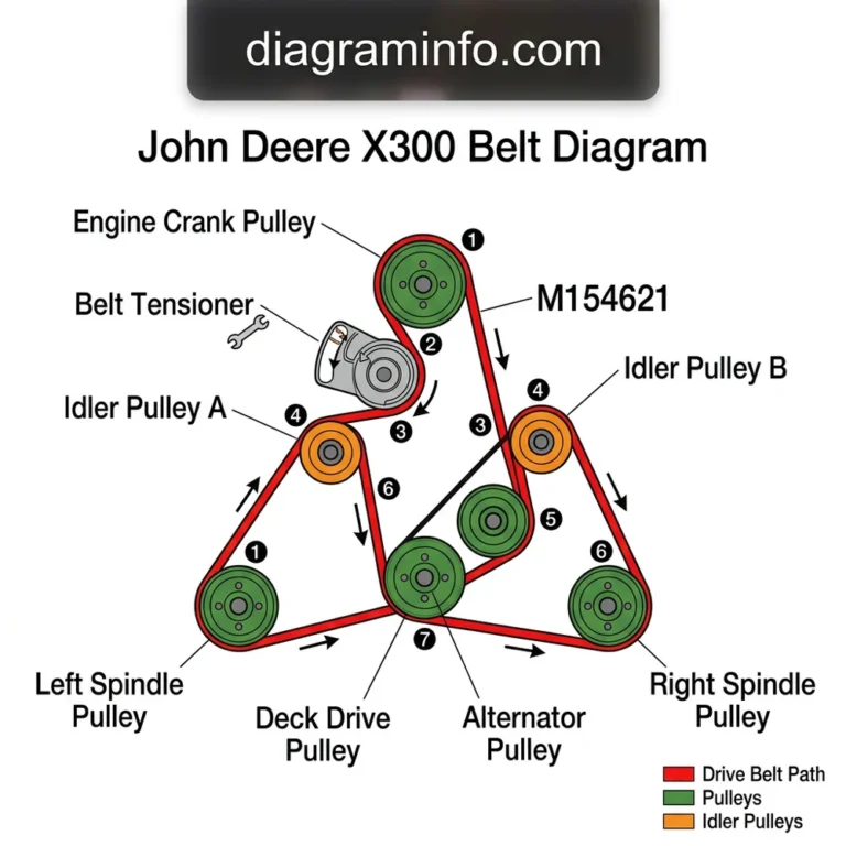 john deere x300 belt diagram diagram with labeled components and explanations