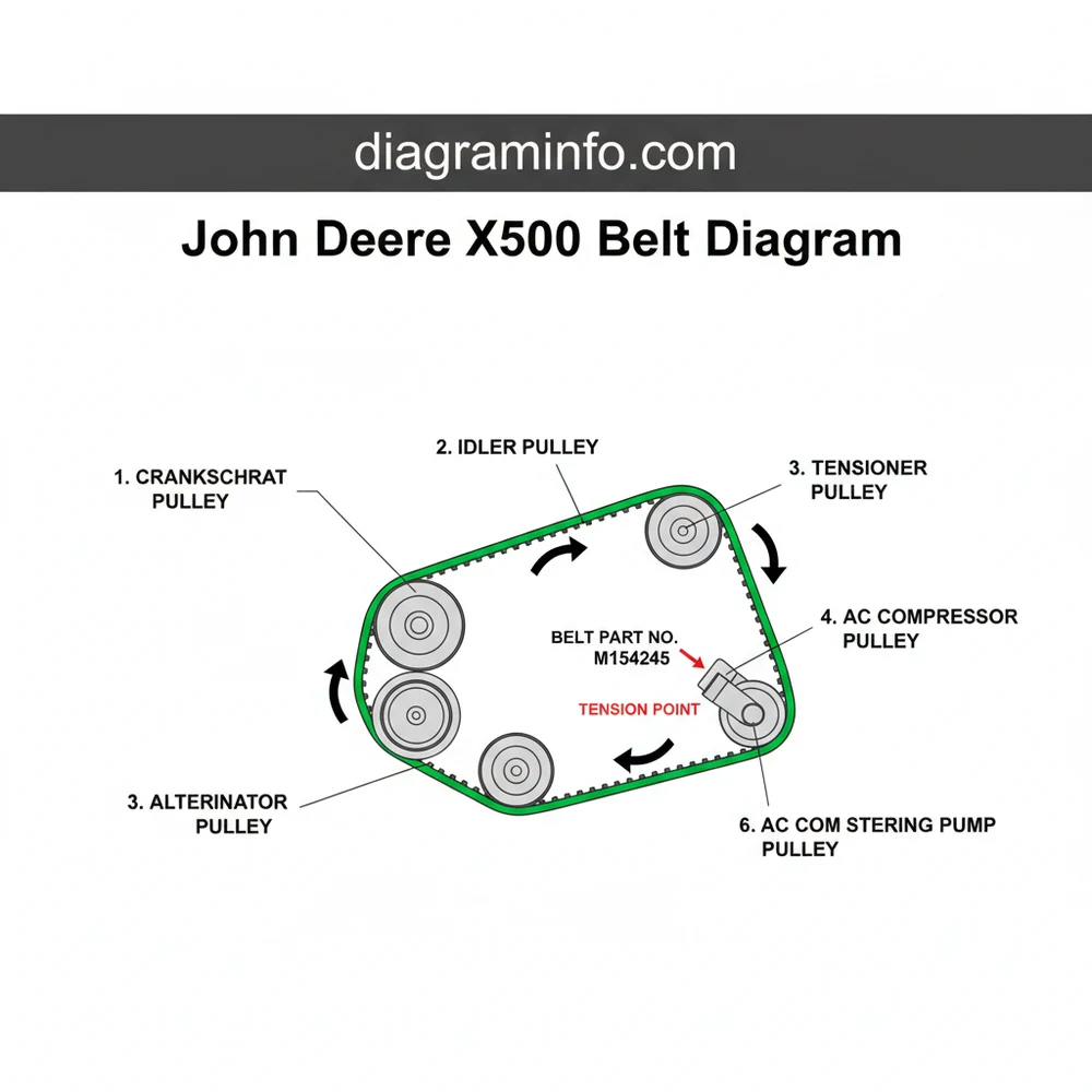 john deere x500 belt diagram diagram with labeled components and explanations