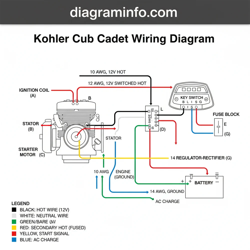 kohler cub cadet wiring diagram diagram with labeled components and explanations