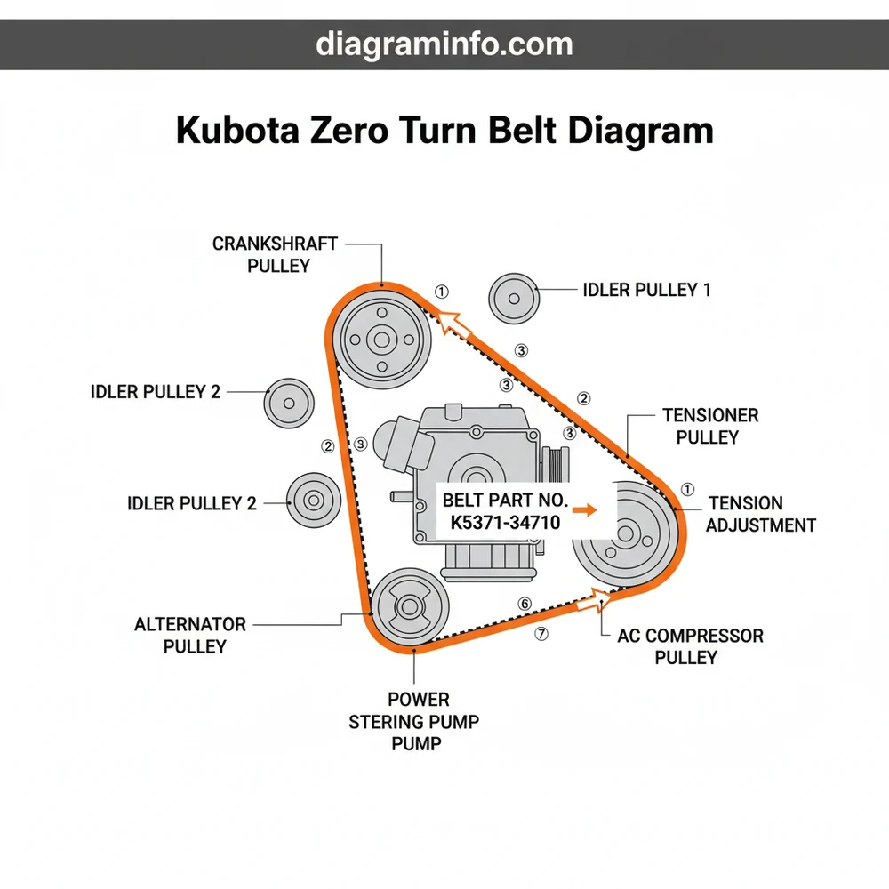 kubota zero turn belt diagram diagram with labeled components and explanations