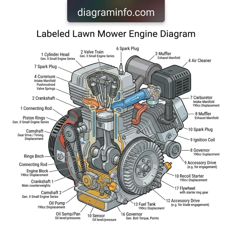 labeled lawn mower engine diagram diagram with labeled components and explanations