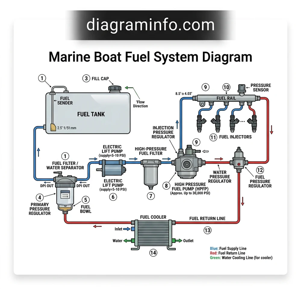 marine boat fuel system diagram diagram with labeled components and explanations