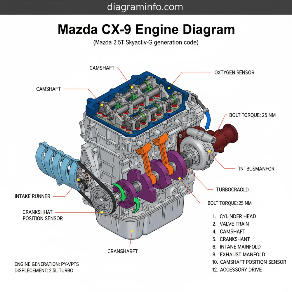 2.5T Mazda CX-9 Engine Diagram: Layout & Component Guide 2026