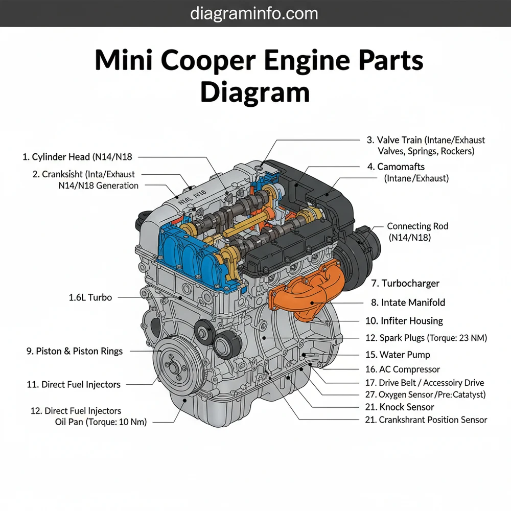 mini cooper engine parts diagram diagram with labeled components and explanations