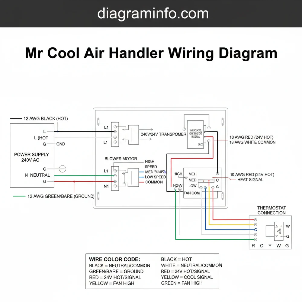 mr cool air handler wiring diagram diagram with labeled components and explanations