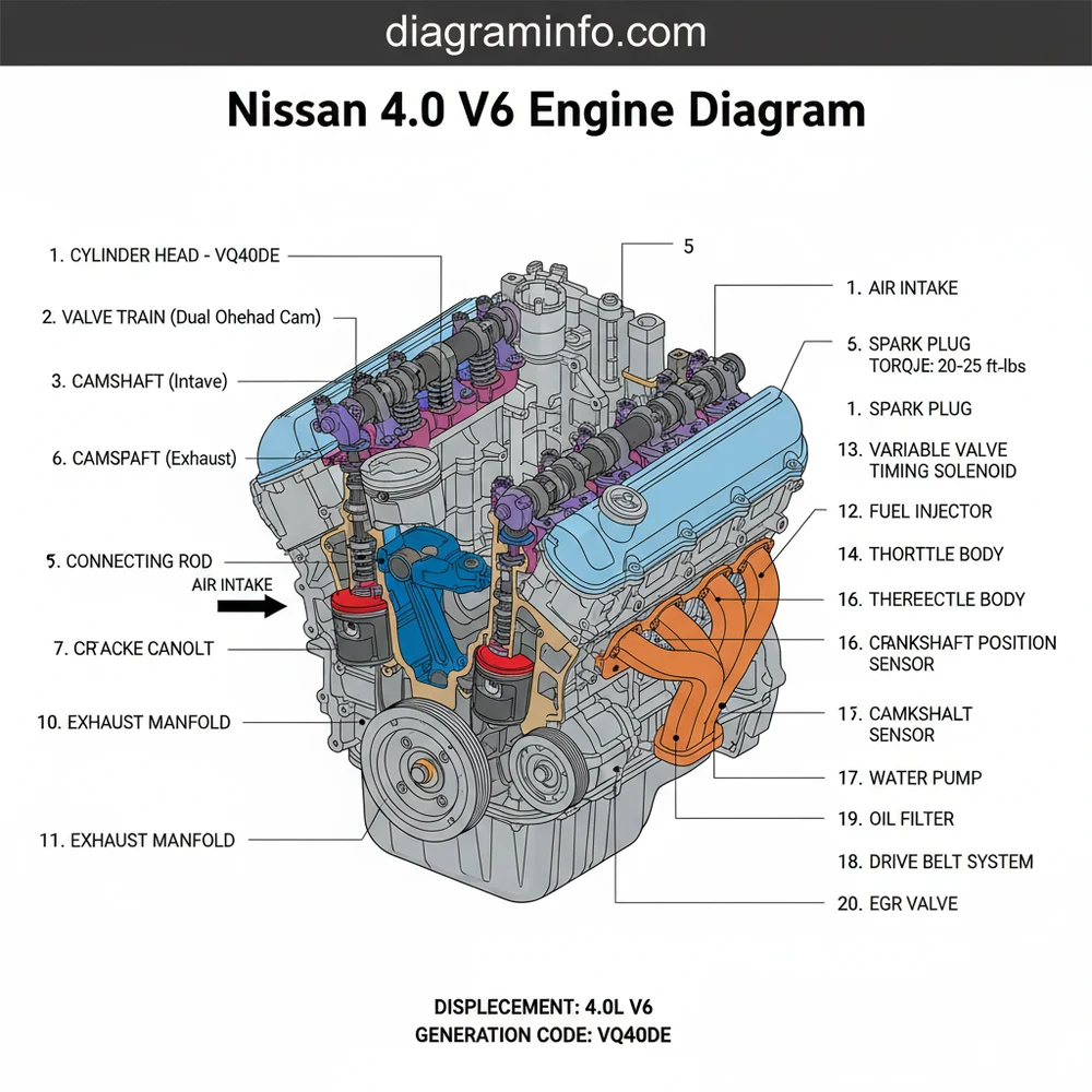 nissan 4.0 v6 engine diagram diagram with labeled components and explanations