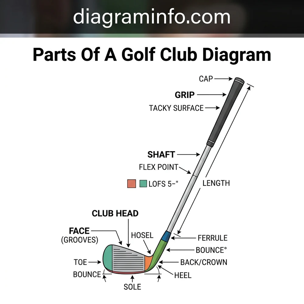 parts of a golf club diagram diagram with labeled components and explanations