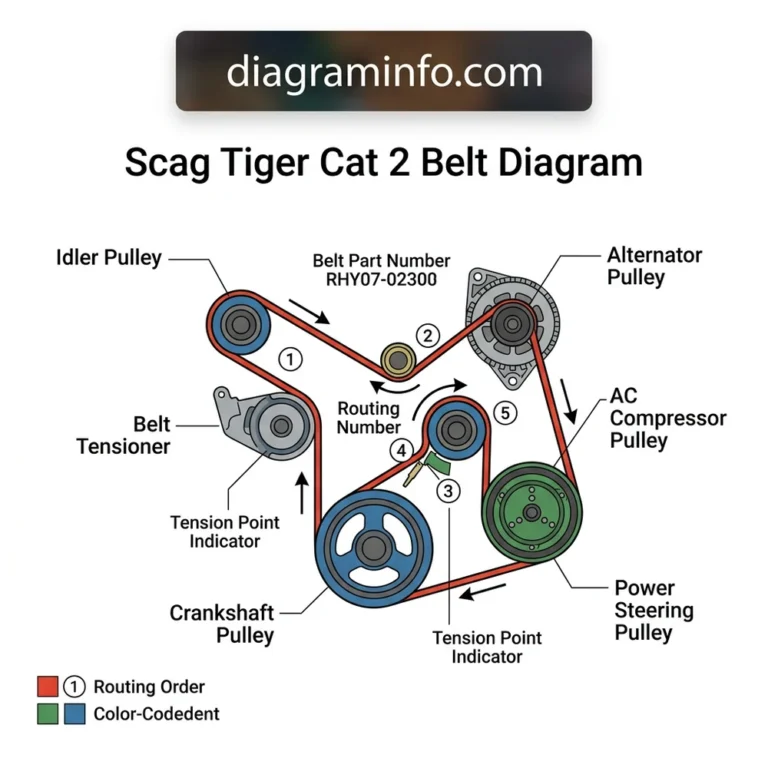 scag tiger cat 2 belt diagram diagram with labeled components and explanations