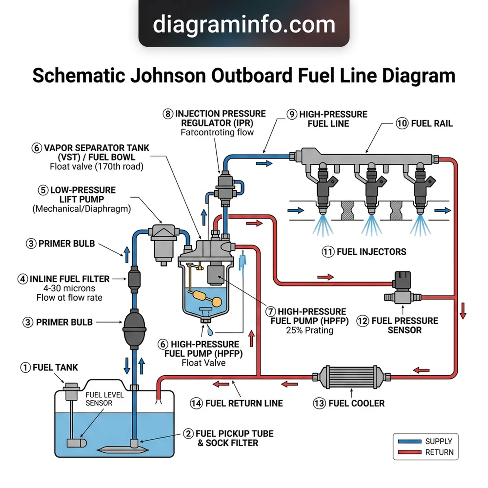 schematic johnson outboard fuel line diagram diagram with labeled components and explanations