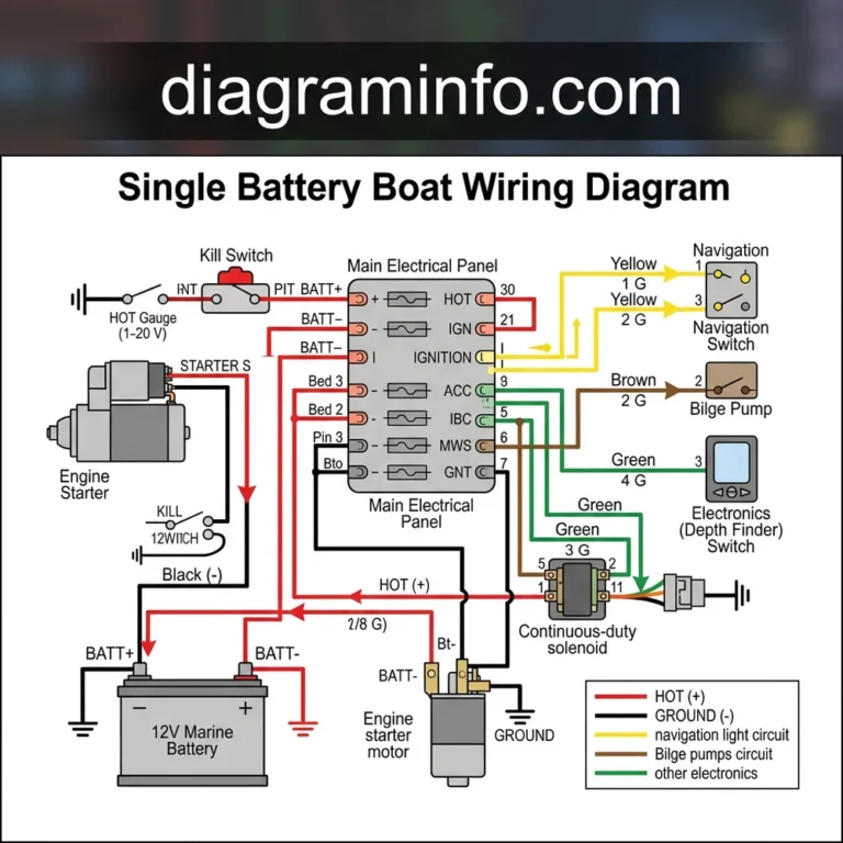 single battery boat wiring diagram diagram with labeled components and explanations