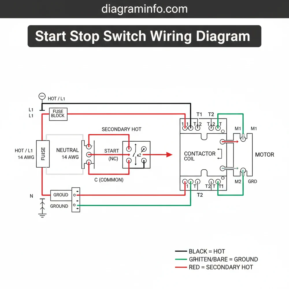 start stop switch wiring diagram diagram with labeled components and explanations