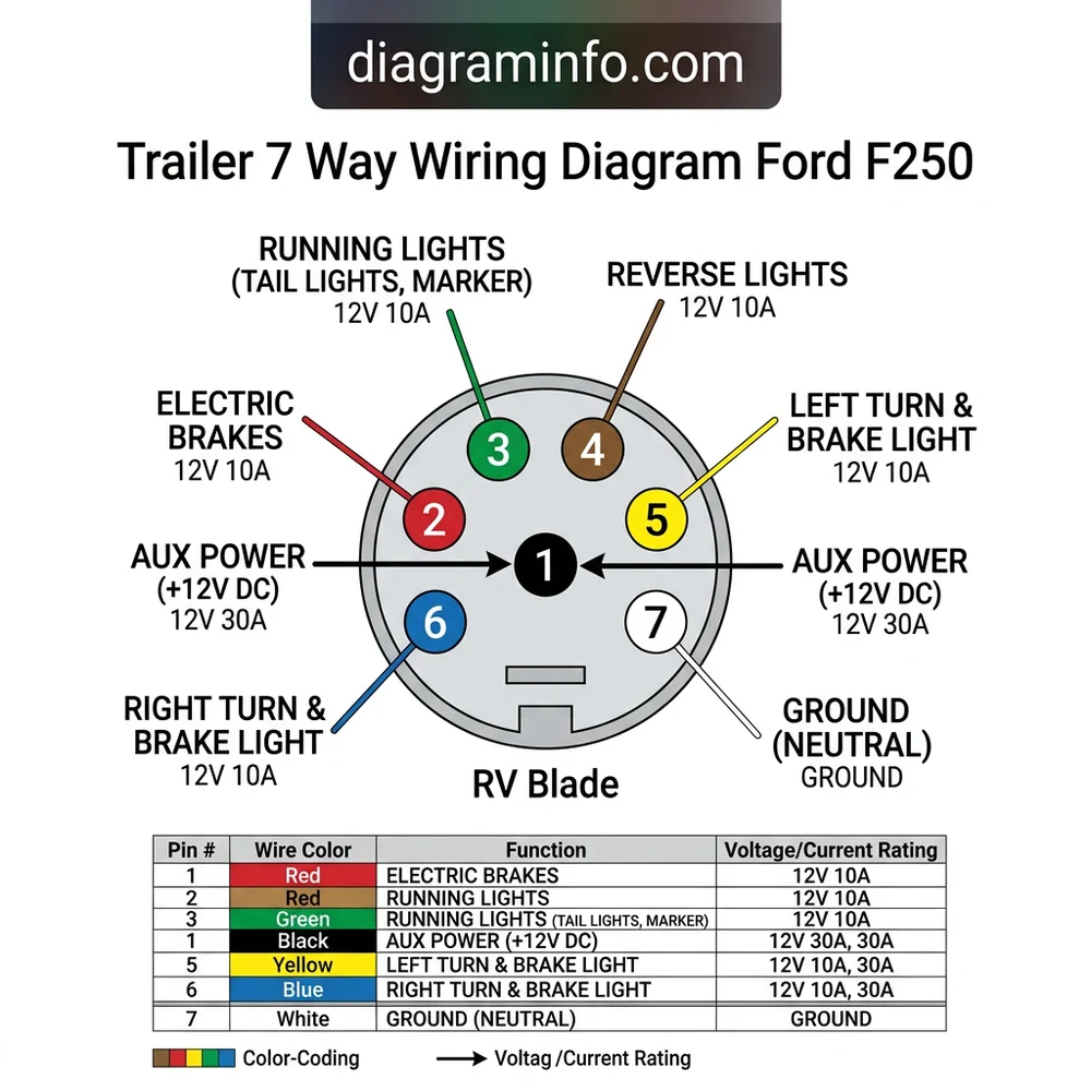 trailer 7 way wiring diagram ford f250 diagram with labeled components and explanations
