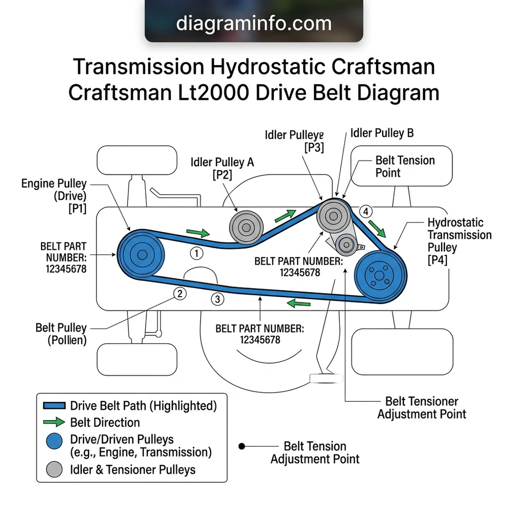 transmission hydrostatic craftsman craftsman lt2000 drive belt diagram diagram with labeled components and explanations