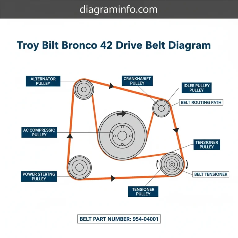 troy-bilt bronco 42 drive belt diagram diagram with labeled components and explanations