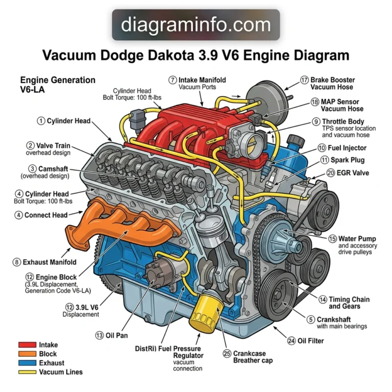 vacuum dodge dakota 3.9 v6 engine diagram diagram with labeled components and explanations