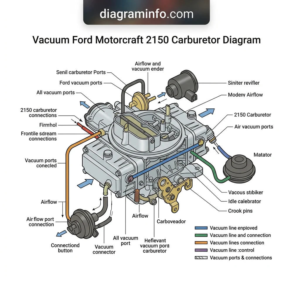vacuum ford motorcraft 2150 carburetor diagram diagram with labeled components and explanations