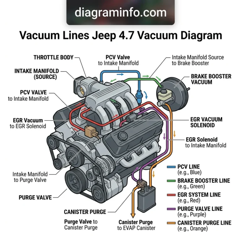 vacuum lines jeep 4.7 vacuum diagram diagram with labeled components and explanations
