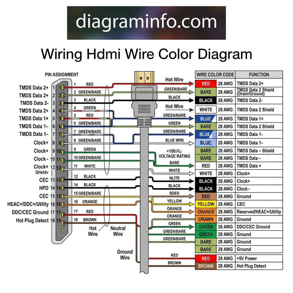 wiring hdmi wire color diagram diagram with labeled components and explanations
